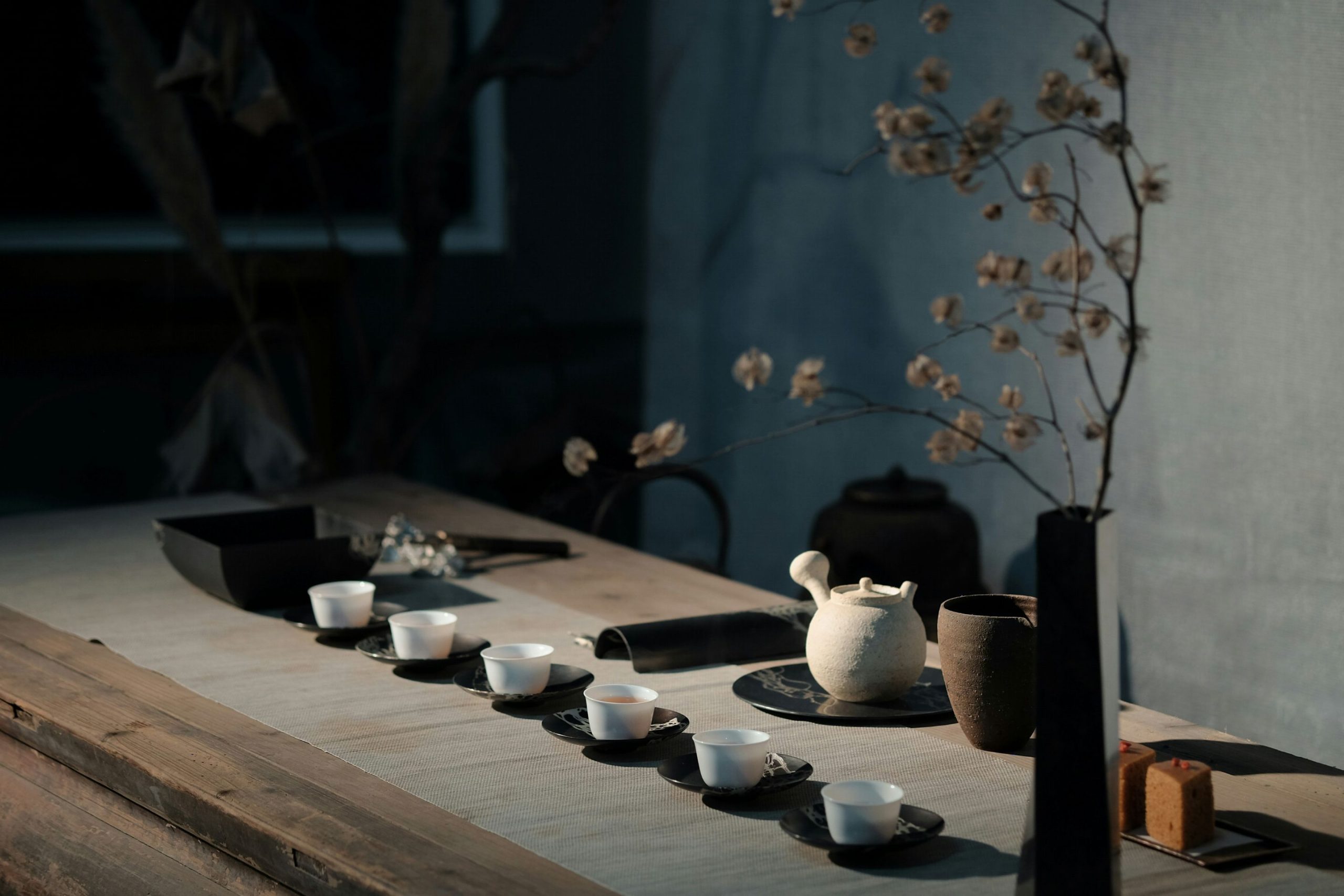 A quiet tea table.