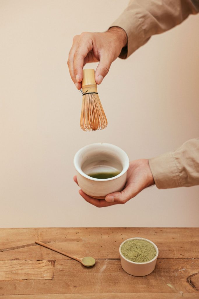Matcha whisked by hand.
